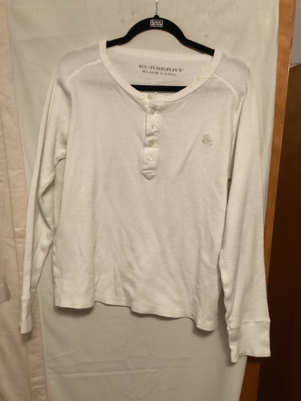 Burberry Black label long sleeve tee with half button opening SZ 2